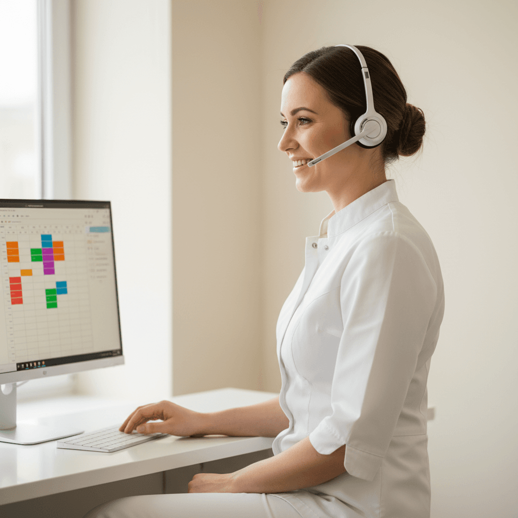 Recepcjonistka profesjonalnie obsługuje pacjentów